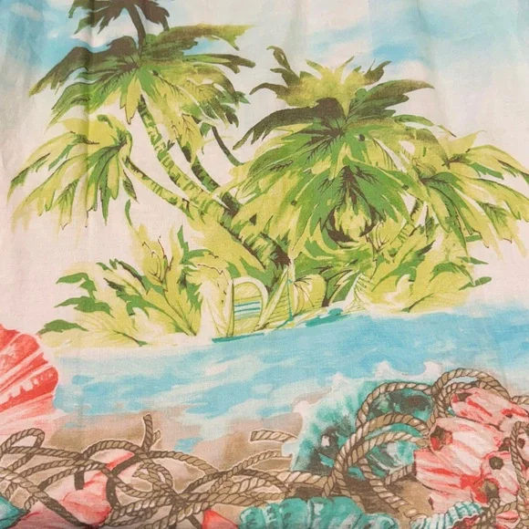 J.Jill Love Linen Beach Palm Tree Tropical Pockets Tank Shift Dress Size‎ Large - Picture 4 of 8